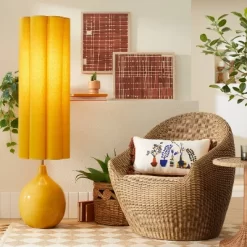 Floor Lamp Yellow Ceramic With Elongated Shade (Includes LED Light Bulb) - Opalhouse⢠Designed With Jungalowā¢