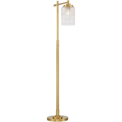 Possini Euro Design Kinsey Modern Downbridge Floor Lamp 67" Tall Warm Brass Metal Stone Pattern Glass Shade For Living Room Reading Bedroom Office 8 Possini Euro Design Kinsey Modern Downbridge Floor Lamp 67" Tall Warm Brass Metal Stone Pattern Glass Shade For Living Room Reading Bedroom Office - Image 6