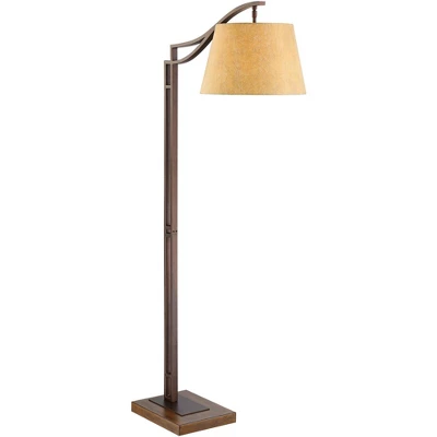 Franklin Iron Works Rustic Farmhouse Arc Floor Lamp With USB Port 60" Tall Bronze Downbridge Faux Leather Empire Shade For Living Room Reading Bedroom 9 Franklin Iron Works Rustic Farmhouse Arc Floor Lamp With USB Port 60" Tall Bronze Downbridge Faux Leather Empire Shade For Living Room Reading Bedroom - Image 7