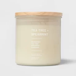 Glass Jar Tea Tree And Spearmint Candle Beige - Threshold™ -Safavieh Store GUEST 08840a6f eb81 4eba bdb2 82fa19c57c5b
