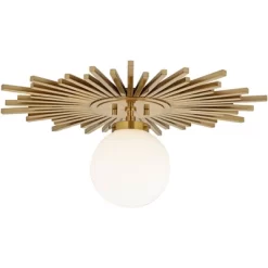 Possini Euro Design Hazel Modern Ceiling Light Semi Flush Mount Fixture 24" Wide Warm Brass White Globe Shade For Bedroom Kitchen Living Room Hallway -Safavieh Store GUEST 09f457ea 2d85 4a3f a988 56d08537b4d9