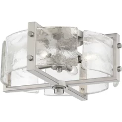 Possini Euro Design Prane Modern Industrial Ceiling Light Semi Flush Mount Fixture 17" Wide Brushed Nickel 4-Light Warped Glass For Bedroom Kitchen -Safavieh Store GUEST 0b15a987 8368 4f37 ba90 8aa73cc6819f