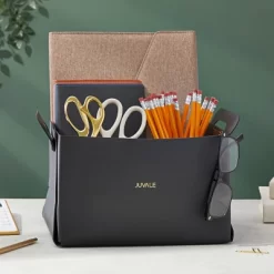 Juvale 2 Pack Faux Leather Foldable Storage Bins With Handles, Collapsible Baskets For Home Organization, Black, 10 X 6.5 In -Safavieh Store GUEST 11a15eb7 813c 425f bc51 9aca46c06c66