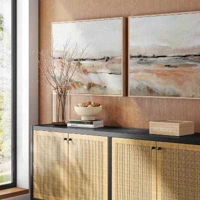 (Set Of 2) 24" X 30" Faded Landscape Framed Wall Canvases Natural - Threshold™ 3 (Set Of 2) 24" X 30" Faded Landscape Framed Wall Canvases Natural - Threshold™