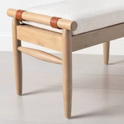 Upholstered Natural Wood Ottoman - Hearth & Hand⢠With Magnolia