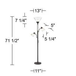 Franklin Iron Works Warwick Industrial Torchiere Floor Lamp With Side Lights 71 1/2" Tall Tiger Bronze LED Clear Seedy Glass For Living Room Reading -Safavieh Store GUEST 19edf106 51c6 4f85 9def 0e751b739644