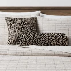 Bolster Jacquard Leopard Decorative Throw Pillow Black/Natural - Thresholdâ˘
