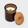 9oz Lidded Amber Glass Jar Crackling Wooden Wick Eucalyptus And Palm Candle - Threshold™ -Safavieh Store GUEST 2f175bc2 15a8 4d7b a476 e97dfdadd395
