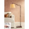 Franklin Iron Works Rustic Farmhouse Arc Floor Lamp With USB Port 60" Tall Bronze Downbridge Faux Leather Empire Shade For Living Room Reading Bedroom -Safavieh Store GUEST 32f6c0e3 1124 43b9 8820 b7f42e268845