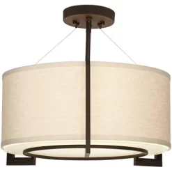 Possini Euro Design Stinson Modern Ceiling Light Semi Flush Mount Fixture 17 1/4" Wide Bronze 3-Light Linen Drum Shade For Bedroom Kitchen Living Room 12 Possini Euro Design Stinson Modern Ceiling Light Semi Flush Mount Fixture 17 1/4" Wide Bronze 3-Light Linen Drum Shade For Bedroom Kitchen Living Room -Safavieh Store GUEST 357f78c5 acd0 470c bd31 c9b75143728f
