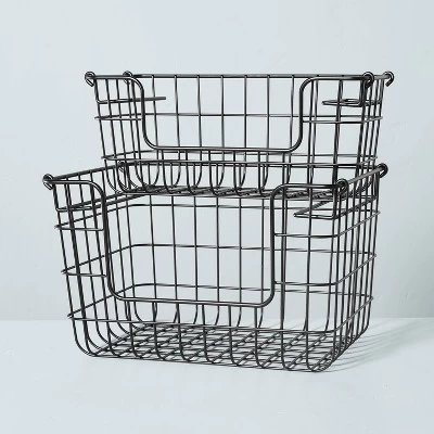 Stacking Wire Storage Basket Matte Black - Hearth & Hand™ With Magnolia 4 Stacking Wire Storage Basket Matte Black - Hearth & Hand™ With Magnolia - Image 2