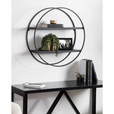 24" Diameter Sequoia Wood And Metal Round Wall Shelf - Kate & Laurel All Things Decor 7 24" Diameter Sequoia Wood And Metal Round Wall Shelf - Kate & Laurel All Things Decor - Image 5