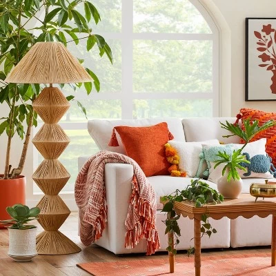 Faux Raffia Floor Lamp Brown (Includes LED Light Bulb) - Opalhouse™ Designed With Jungalow 3 Faux Raffia Floor Lamp Brown (Includes LED Light Bulb) - Opalhouse™ Designed With Jungalow