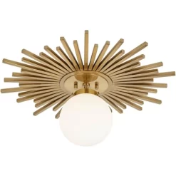 Possini Euro Design Hazel Modern Ceiling Light Semi Flush Mount Fixture 24" Wide Warm Brass White Globe Shade For Bedroom Kitchen Living Room Hallway -Safavieh Store GUEST 48188eba 2f68 4f86 9f8a a54dd55ba25f