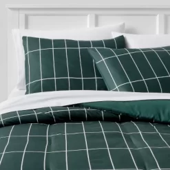 Grid Print Microfiber Reversible Comforter & Sheet Set Dark Green - Room Essentials™ -Safavieh Store GUEST 52658d90 442c 4f77 95f8 b9cc7e5b7e67