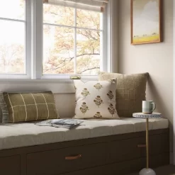 Block Print Floral Square Throw Pillow - Thresholdâ˘