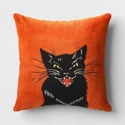 Fierce Cat Applique Cotton Velvet Square Halloween Throw Pillow - Threshold™ -Safavieh Store GUEST 5426fcb6 46c0 47d1 b6fc b5526f44bb40
