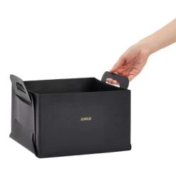 Juvale 2 Pack Faux Leather Foldable Storage Bins With Handles, Collapsible Baskets For Home Organization, Black, 10 X 6.5 In -Safavieh Store GUEST 59fea7de e227 48f6 9a83 a386a47634d9