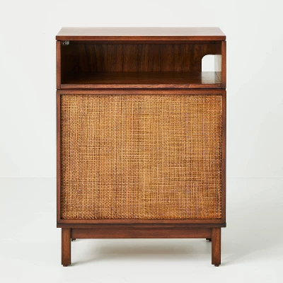 Wood & Cane Transitional Record Player Media Cabinet Brown - Hearth & Hand™ With Magnolia 4 Wood & Cane Transitional Record Player Media Cabinet Brown - Hearth & Hand™ With Magnolia - Image 2
