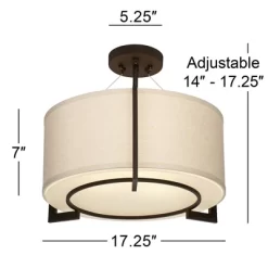Possini Euro Design Stinson Modern Ceiling Light Semi Flush Mount Fixture 17 1/4" Wide Bronze 3-Light Linen Drum Shade For Bedroom Kitchen Living Room 14 Possini Euro Design Stinson Modern Ceiling Light Semi Flush Mount Fixture 17 1/4" Wide Bronze 3-Light Linen Drum Shade For Bedroom Kitchen Living Room -Safavieh Store GUEST 5cfc32a1 5a13 49e4 b20a c7db2f1f1e48
