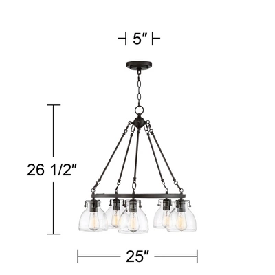 Possini Euro Design Bellis Bronze Wagon Wheel Pendant Chandelier 25" Wide Modern Clear Glass 5-Light Fixture For Dining Room House Kitchen Island Home 8 Possini Euro Design Bellis Bronze Wagon Wheel Pendant Chandelier 25" Wide Modern Clear Glass 5-Light Fixture For Dining Room House Kitchen Island Home - Image 7