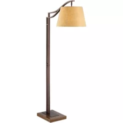 Franklin Iron Works Tahoe Rustic Industrial Downbridge Arc Floor Lamp 60" Tall Bronze Metal Faux Leather Empire Shade For Living Room Reading Bedroom -Safavieh Store GUEST 73942368 bb6f 4a87 8ab7 ec98e041e09d