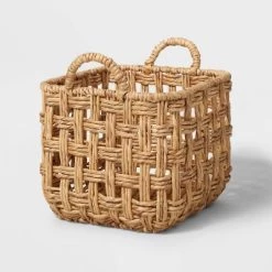 Twisted Open Checkered Weave Milk Crate Natural - Brightroom™ -Safavieh Store GUEST 7cdb0b06 63dd 4c9e 9054 23599ff003c3