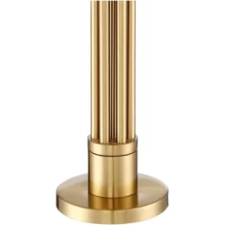 Possini Euro Design Granview Modern Table Lamp 32 1/2" Tall Brass Column Taupe Organza Outer Off White Linen Inner Drum Shade For Bedroom Living Room -Safavieh Store GUEST 854c71f5 7a3c 4a72 84e2 e29b66f8b9f7