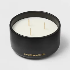 15oz Ceramic Jar 3-Wick Black Label Ginger Black Tea Candle - Threshold™ -Safavieh Store GUEST 8aa46bc1 b5c1 4666 9cd0 648068b576e1