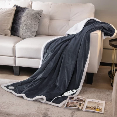 Tangkula 50" X 60" Heated Electric Reversible Fleece Blanket Blanket Throw W/ 10 Heat Levels, 9 Hours Auto Shut-Off, Overheat Protection Gray 3 Tangkula 50" X 60" Heated Electric Reversible Fleece Blanket Blanket Throw W/ 10 Heat Levels, 9 Hours Auto Shut-Off, Overheat Protection Gray