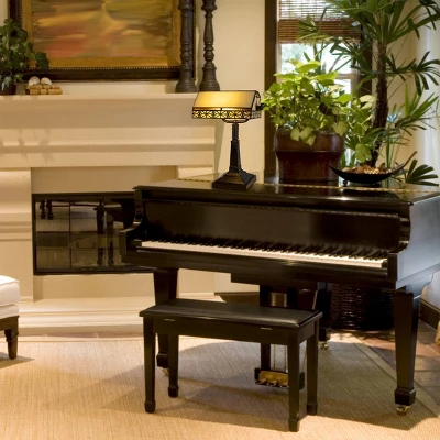 Hastings Home Tiffany Style Bankers LED Desk Lamp – 16" High, Dark Brown 5 Hastings Home Tiffany Style Bankers LED Desk Lamp – 16" High, Dark Brown - Image 3