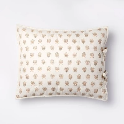 Lofty Cotton Slub Woodblock Print Floral Quilt Sham White/Mauve – Threshold™ Designed With Studio McGee 7 Lofty Cotton Slub Woodblock Print Floral Quilt Sham White/Mauve – Threshold™ Designed With Studio McGee - Image 5