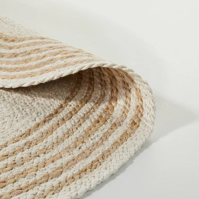 Round 6' Multi Stripe Braided Jute Area Rug Cream/Tan - Hearth & Hand™ With Magnolia 5 Round 6' Multi Stripe Braided Jute Area Rug Cream/Tan - Hearth & Hand™ With Magnolia - Image 3