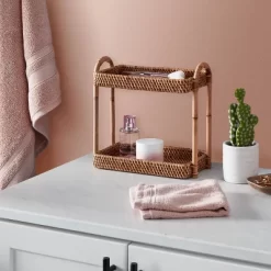 Natural Woven Tiered Vanity Bathroom Tray - Thresholdâ˘