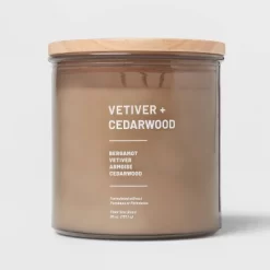 Glass Jar Vetiver And Cedarwood Candle Brown - Threshold™ -Safavieh Store GUEST 94fa0143 6384 4148 9851 b3c3e6d22167