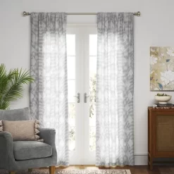 1pc 54"x84" Sheer Clipped Curtain Panel Radiant Gray - Threshold™