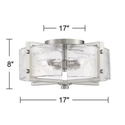 Possini Euro Design Prane Modern Industrial Ceiling Light Semi Flush Mount Fixture 17" Wide Brushed Nickel 4-Light Warped Glass For Bedroom Kitchen -Safavieh Store GUEST 968afca0 1c02 432c 9354 62d2a6a517c1
