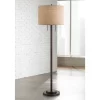 Possini Euro Design Garth Modern Floor Lamp Standing 63 1/2" Tall Oil Rubbed Bronze Burlap Fabric Drum Shade For Living Room Bedroom Office House Home