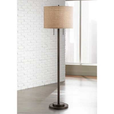Possini Euro Design Garth Modern Floor Lamp Standing 63 1/2" Tall Oil Rubbed Bronze Burlap Fabric Drum Shade For Living Room Bedroom Office House Home 3 Possini Euro Design Garth Modern Floor Lamp Standing 63 1/2" Tall Oil Rubbed Bronze Burlap Fabric Drum Shade For Living Room Bedroom Office House Home