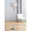 Possini Euro Design Modern Floor Lamp 64" Tall Brushed Nickel Silver Organza White Linen Drum Shade For Living Room Bedroom Office