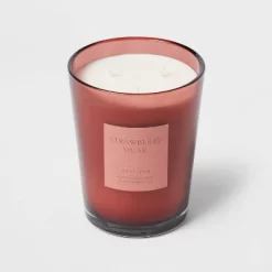 Colored Vase Glass With Dustcover Strawberry Musk Candle Red - Threshold™ -Safavieh Store GUEST 9a65db94 11b1 4c5c abee 36f1c427351b