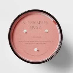 Colored Vase Glass With Dustcover Strawberry Musk Candle Red - Threshold™ -Safavieh Store GUEST a1481056 0056 434b 8190 eafa8bcfa251