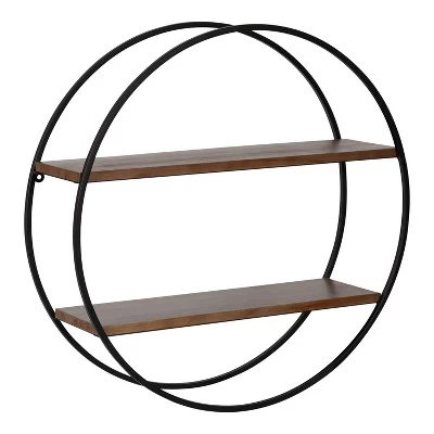 24" Diameter Sequoia Wood And Metal Round Wall Shelf - Kate & Laurel All Things Decor 11 24" Diameter Sequoia Wood And Metal Round Wall Shelf - Kate & Laurel All Things Decor - Image 9