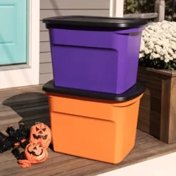 Sterilite 18 Gallon Orange Plastic Storage Container Bin Tote With Black Lid, Halloween 9 Sterilite 18 Gallon Orange Plastic Storage Container Bin Tote With Black Lid, Halloween -Safavieh Store GUEST a9f43b31 35e0 4c1a 89db e6cc67339af9