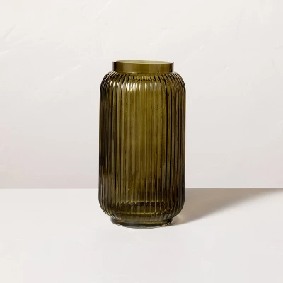 Ribbed Glass Jug Vase Dark Green - Hearth & Hand™ With Magnolia 6 Ribbed Glass Jug Vase Dark Green - Hearth & Hand™ With Magnolia - Image 4