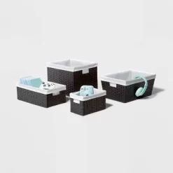16" X 9" X 6" Lined Woven Media Bin Black - Brightroom™ -Safavieh Store GUEST ac4ff65f f7b2 48fa aa42 7459f63d7c52