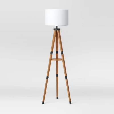 Tripod Floor Lamp With Shelf Brown Wood - Threshold™ 6 Tripod Floor Lamp With Shelf Brown Wood - Threshold™ - Image 4