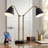 Possini Euro Design Sentry Modern Mid Century Desk Lamp 23" High Black Brass With USB Charging Port LED Adjustable Cone Shade For Bedroom Living Room -Safavieh Store GUEST b54ba3a8 fb04 4798 bbf9 ebae1a38c484