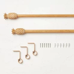 Pineapple Faux Wood Curtain Rod Natural Wood - Opalhouse™ Designed With Jungalow™ -Safavieh Store GUEST b565e685 bbc8 405f abbe 297780442d88