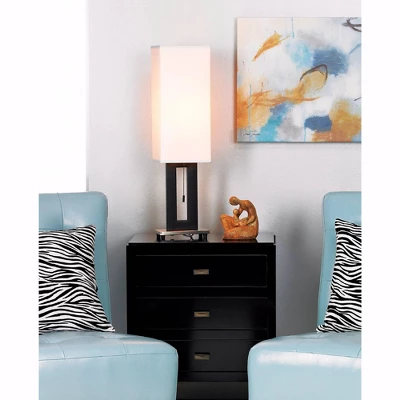 360 Lighting Floating Rectangle Modern Table Lamp 30" Tall Black Metal Open Frame White Fabric Box Shade For Bedroom Living Room Bedside Nightstand 8 360 Lighting Floating Rectangle Modern Table Lamp 30" Tall Black Metal Open Frame White Fabric Box Shade For Bedroom Living Room Bedside Nightstand - Image 6